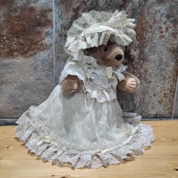 VTG Bearly People Victorian Lacey Dress Bear 1987
